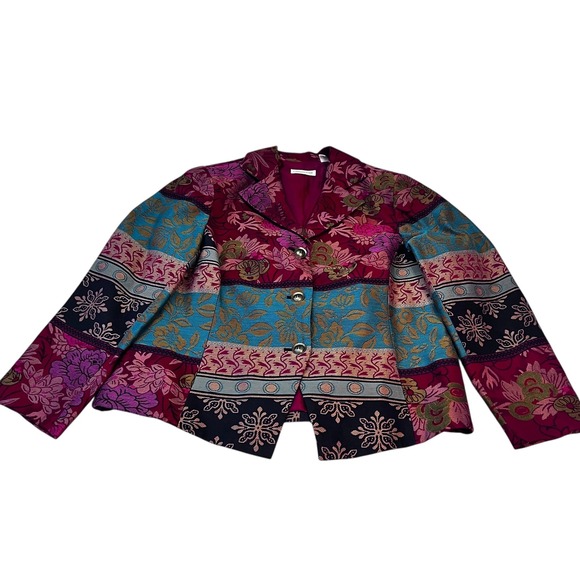 Coldwater Creek Jacquard Tapestry Jacket NWT Womens 20 Floral Brocade Coat